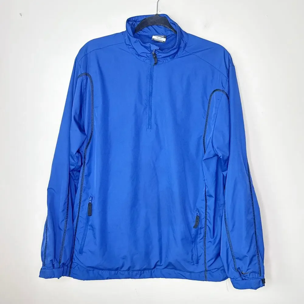 Nike Golf Men's Dro-Fit Royal Blue and Black‎ Quarter Zip Wind Jacket Medium
